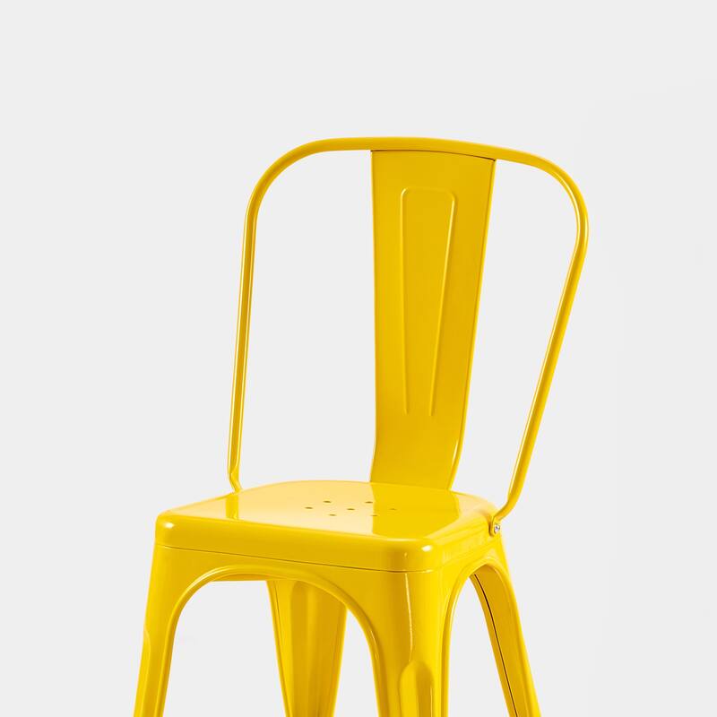 18" Modern Industrial Metal Stackable Yellow Dining Chair, 2PCS - 18" W X 18" D X 33" H