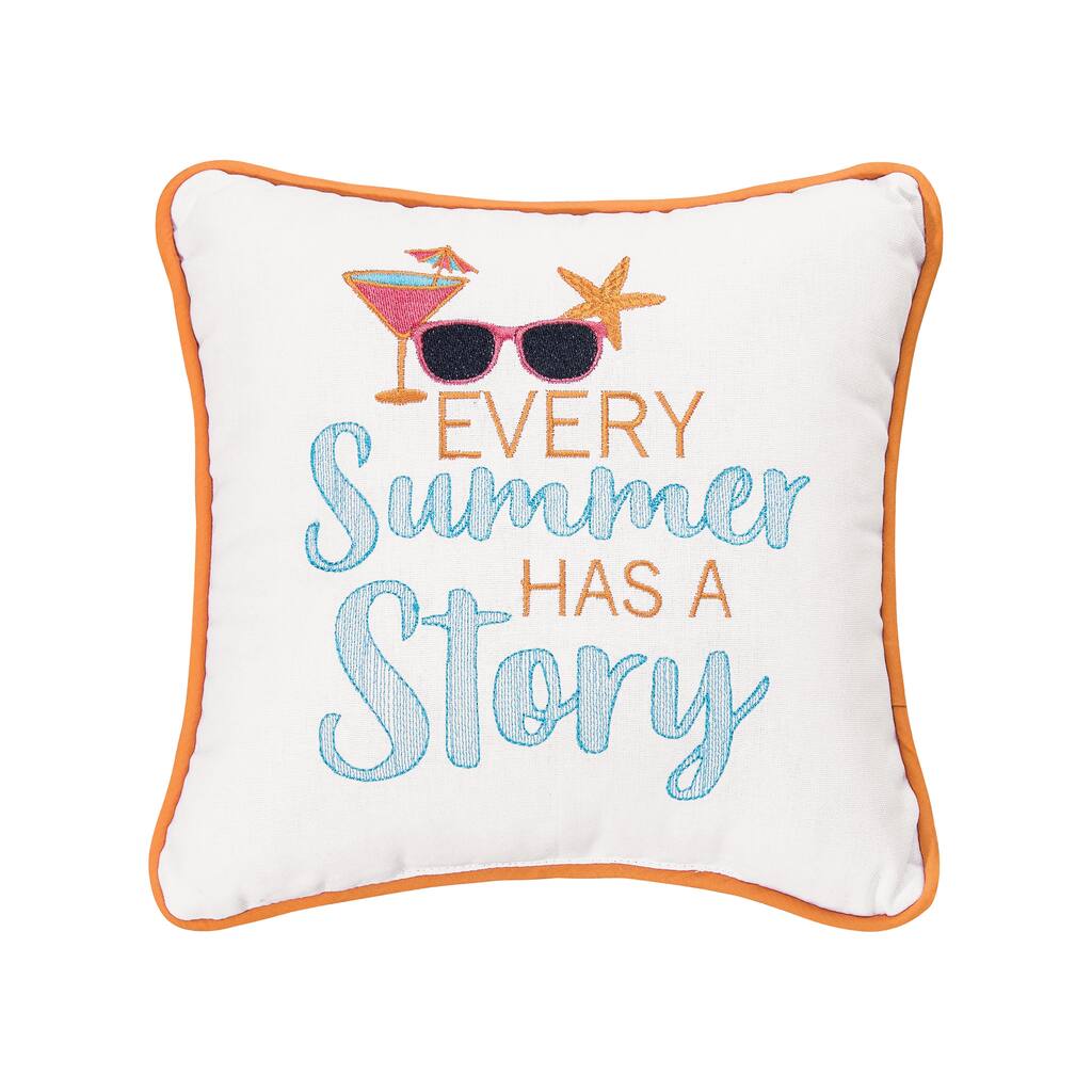 Every Summer Has A Story 10" x 10" Embroidered Throw Pillow
