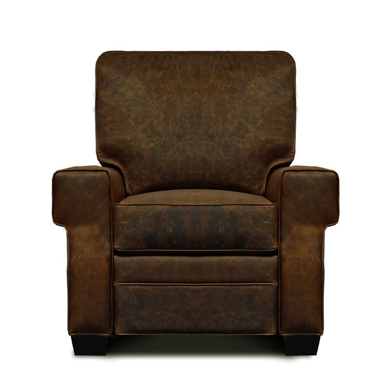 Cordova 100% Top Grain Leather Mid-century Manual Push-Back Recliner