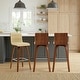 preview thumbnail 38 of 78, Skara Mid-Century Swivel Counter Stool, Upholstered Counter Height Chair with Bentwood Legs Set of 3 - Cream Faux Leather & Walnut