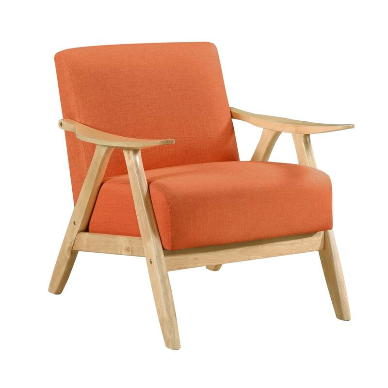 Indy Accent Club Armchair, Orange Textured, Solid Rubberwood Frame