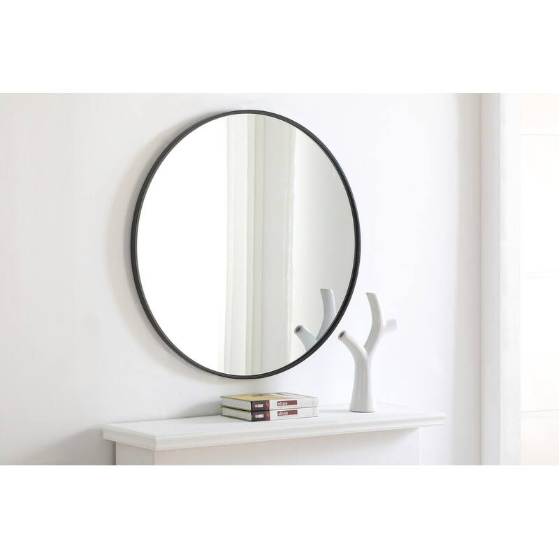 Strick & Bolton Prine 32-inch Metal Frame Round Mirror