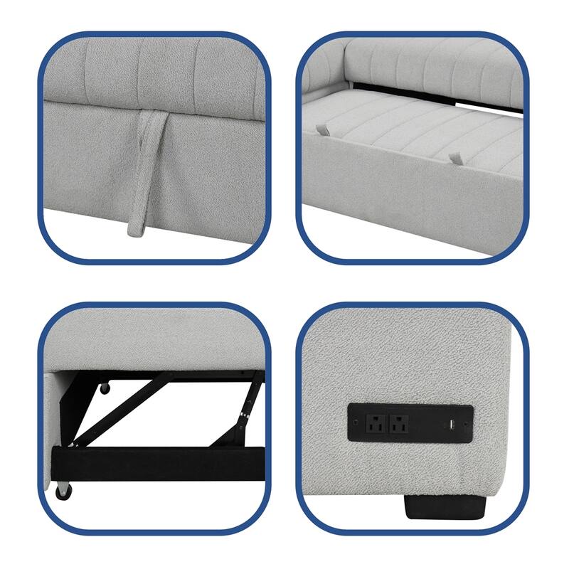 82.6" L-shaped Sectional Pull Out Sofa Bed Sleeper Sofa
