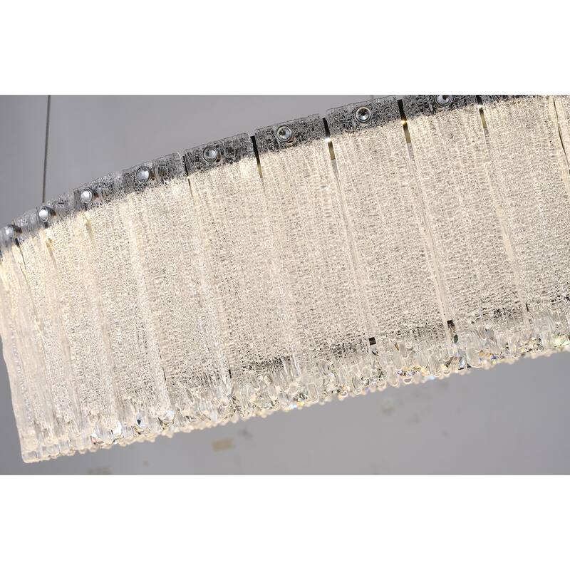 1-Light Black LED Chandelier With Clear Crystals