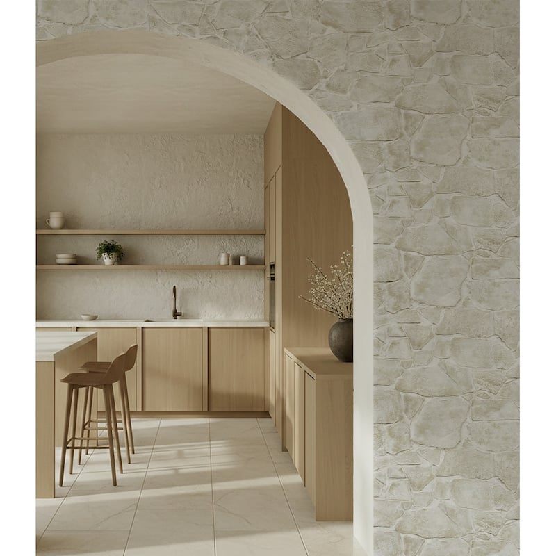 Harry & Grace Faux Fieldstone Peel and Stick Natural Wall Backdrop Panel