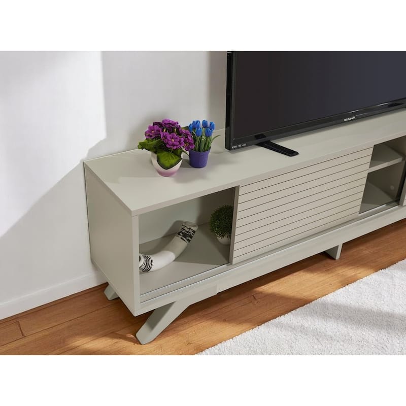 Lucina Modern TV Stand with 2 Sliding Door Cabinet 2 Shelves, Living Room Entertainment Center