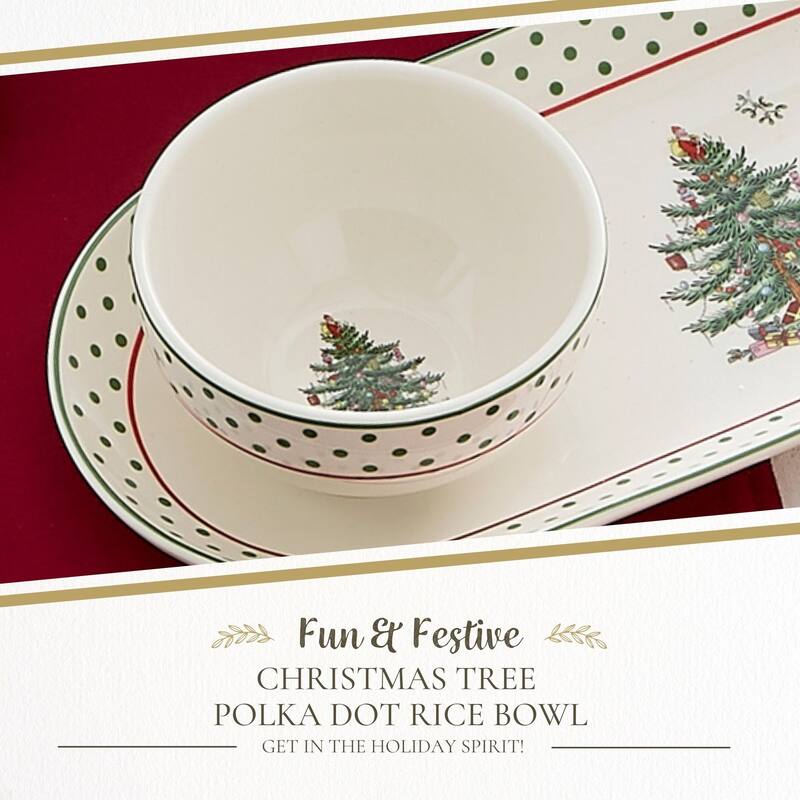Spode Christmas Tree Polka Dot Rice Bowl Soup Bowls