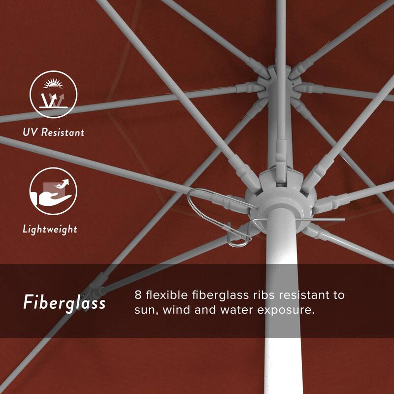 California Umbrella 75' Venture Series Patio Umbrella, White Aluminum Pole Fiberglass Ribs Push Lift Olefin