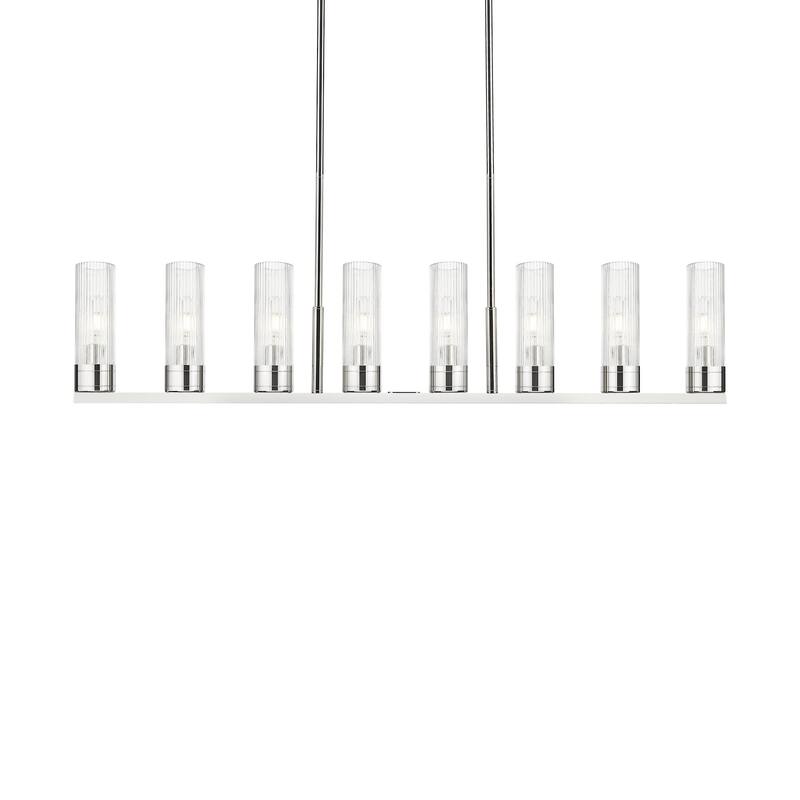 Innovations Lighting 617-8I-11-48 Boreas Linear Boreas 8 Light 48" - Polished Nickel / Striped Clear