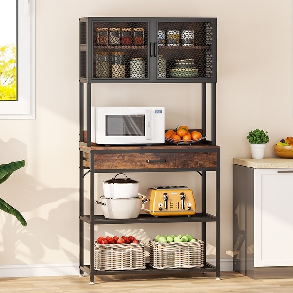 Gymax 5-Tier Kitchen Bakers Rack Microwave Stand Utility Storage Shelf  Organizer