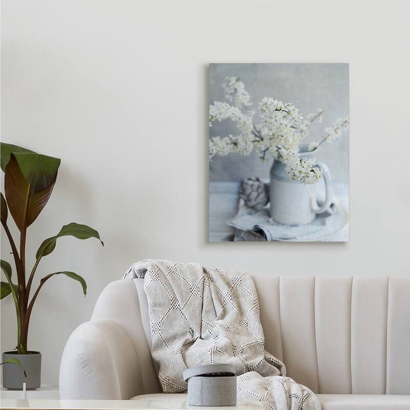 Stupell White Blossom Florals in Soft Country Mug Canvas Wall Art