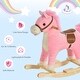 preview thumbnail 5 of 3, Qaba Rocking Horse Plush Animal on Wooden Rockers with Sounds, Pink