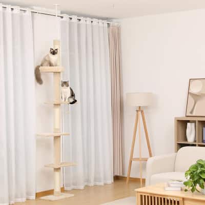 Interactive Adjustable 5-Tier Floor to Ceiling Cat Tower