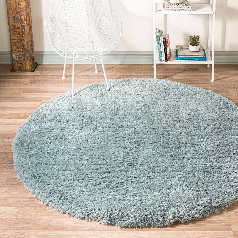 Shag Arum Shag Collection Area Rug - 5' Round - Slate Blue