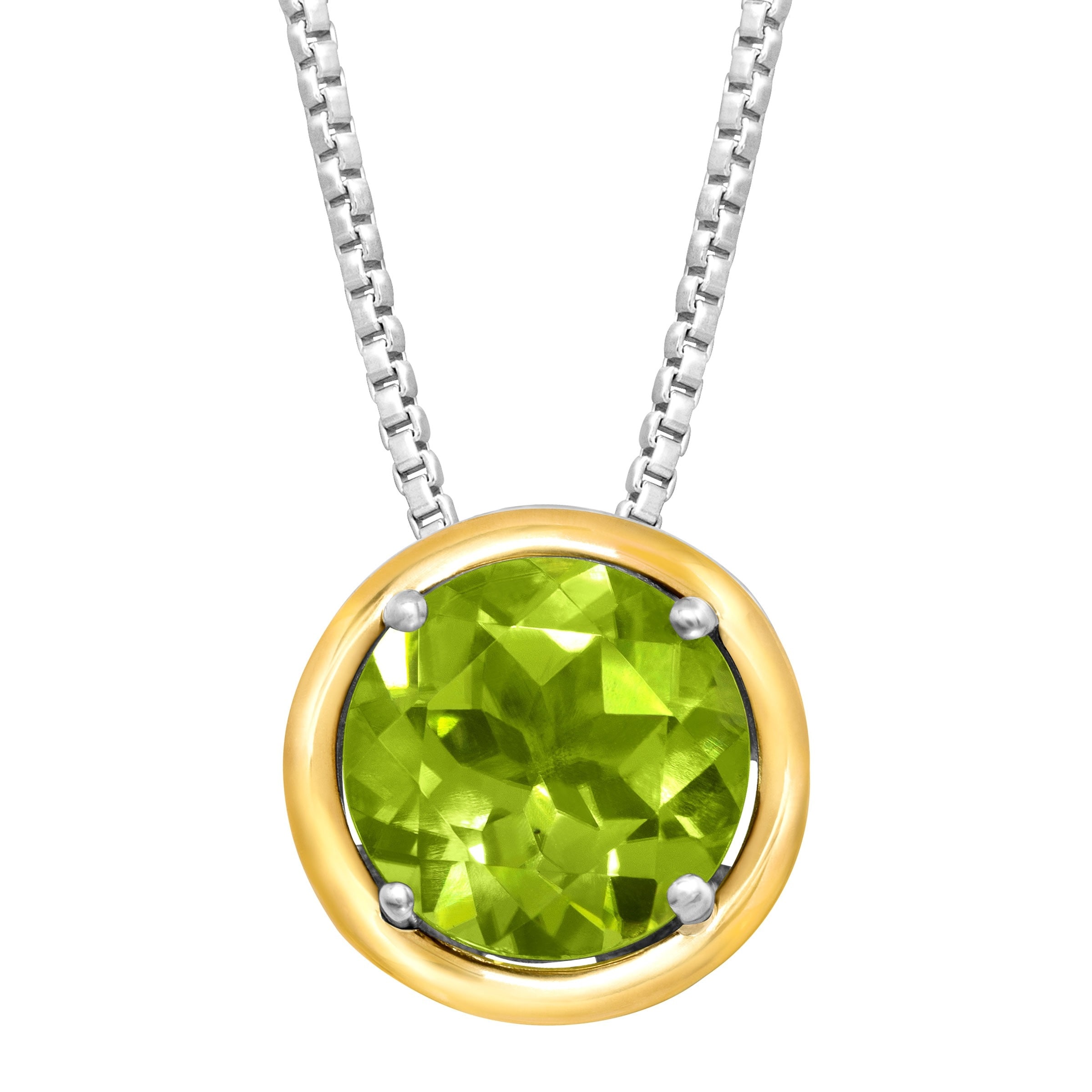 Jewelry Necklaces Gemstone Sterling Silver and 14K Peridot Diamond Necklace