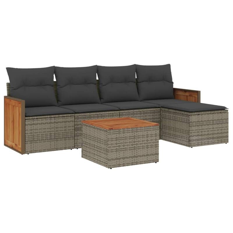 vidaXL Garden Sofa Set Grey PE rattan 5 Piece Set Modular