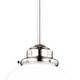 preview thumbnail 8 of 7, Huntley Satin Nickel Farmhouse Milk Glass Schoolhouse Pendant Light - 12-in W x 14.75-in H x 12-in D