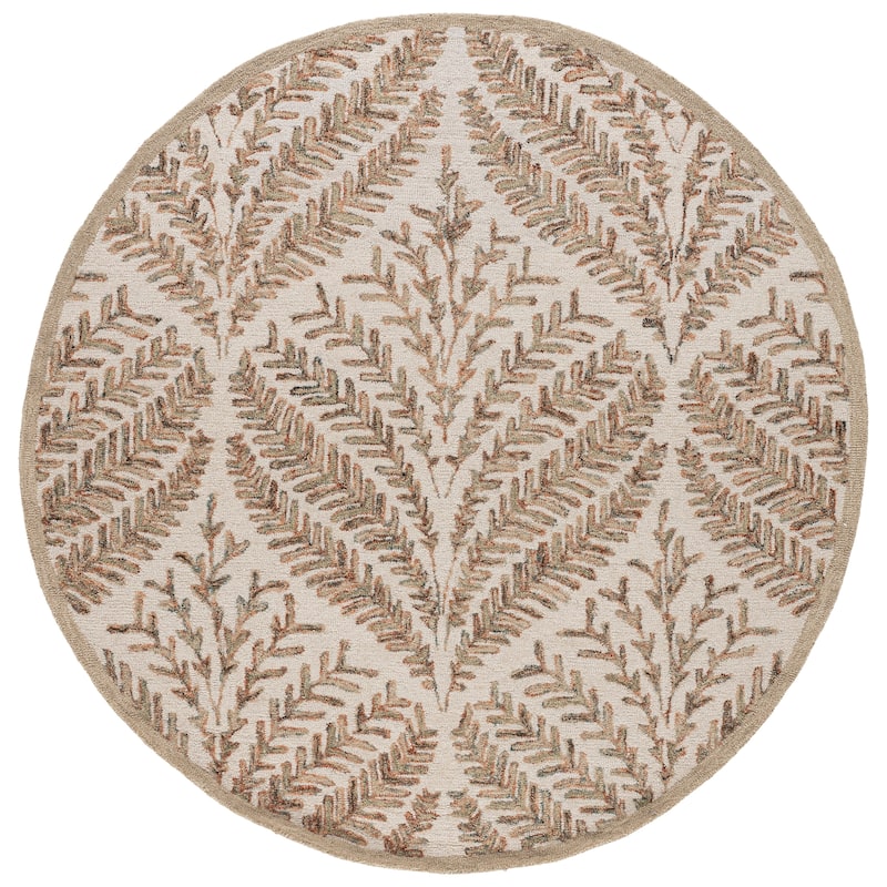 SAFAVIEH Handmade Capri Kert Wool Rug - 12' Round - Ivory/Brown