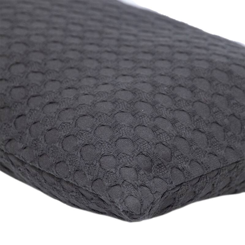 14" X 26" Dark Gray Cotton Lumbar Throw Pillow with Texture