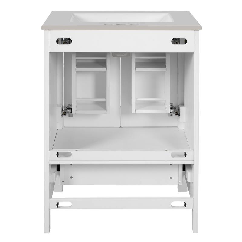 Bathroom Vanity with Sink, Multi-Functional Bathroom Cabinet, Bathroom Vanity with Door Shelf, Soft-Close Doors & 1 Drawer