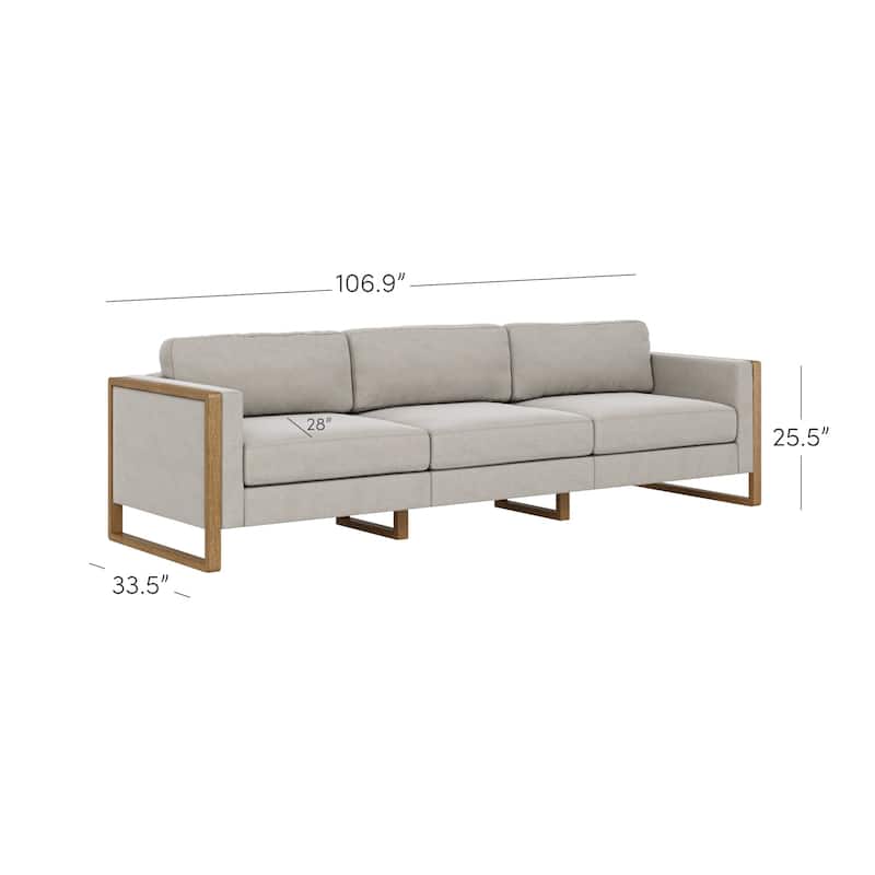 Madison Modern 3-Seater Sofa, Upholstered Modular Sofa or Couch for Living Room with Solid Wood Legs