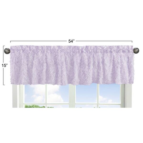 Purple Floral Rose Window Curtain Valance - Solid Lavender Flower Luxurious Elegant Princess Vintage Boho Shabby Chic Luxury