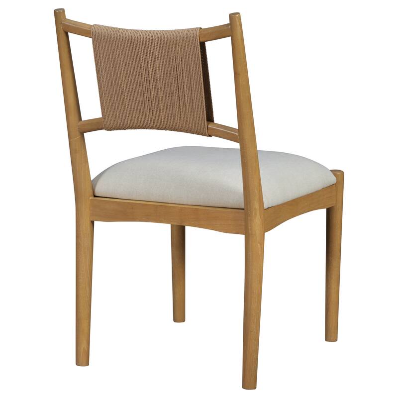 Christopher Knight Home - Mid-Century Set of 2 Upholstered Dining Chair with Woven Paper Rope Back