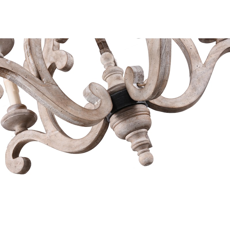 Bella Depot 5-Light Vintage Distressed Wood Pendant Light, Retro French Country Chandelier
