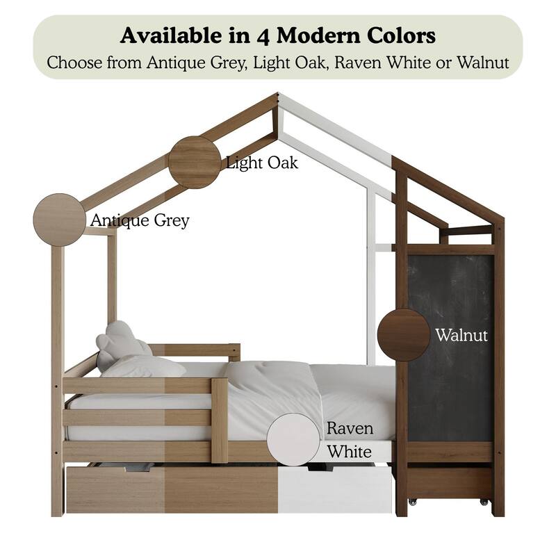 CraftPorch Mid-Century Wooden Canopy Bed