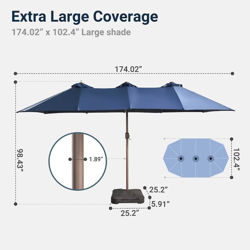 XIZZI Patio Umbrella Oversized Outdoor Shade with Base
