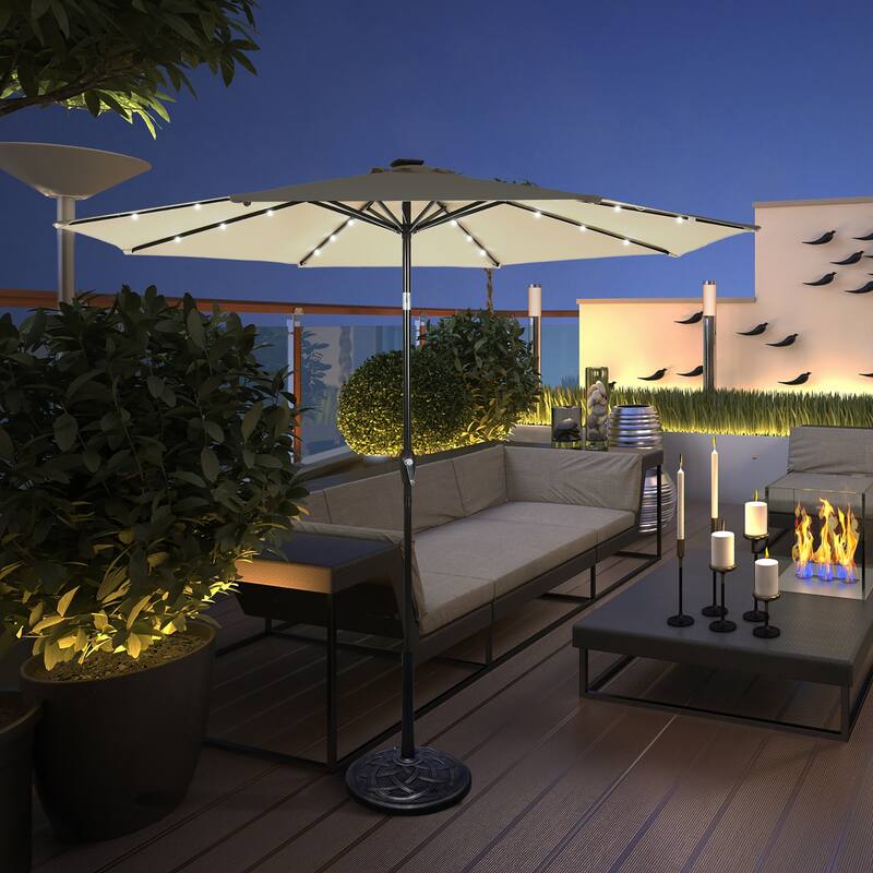 Costway 10' Solar LED Lighted Patio Market Umbrella Shade Tilt