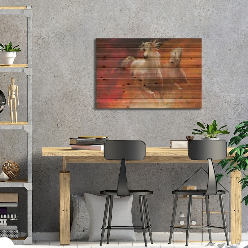 Wild Horses II Print On Wood by Willem Haenraets - Multi-Color