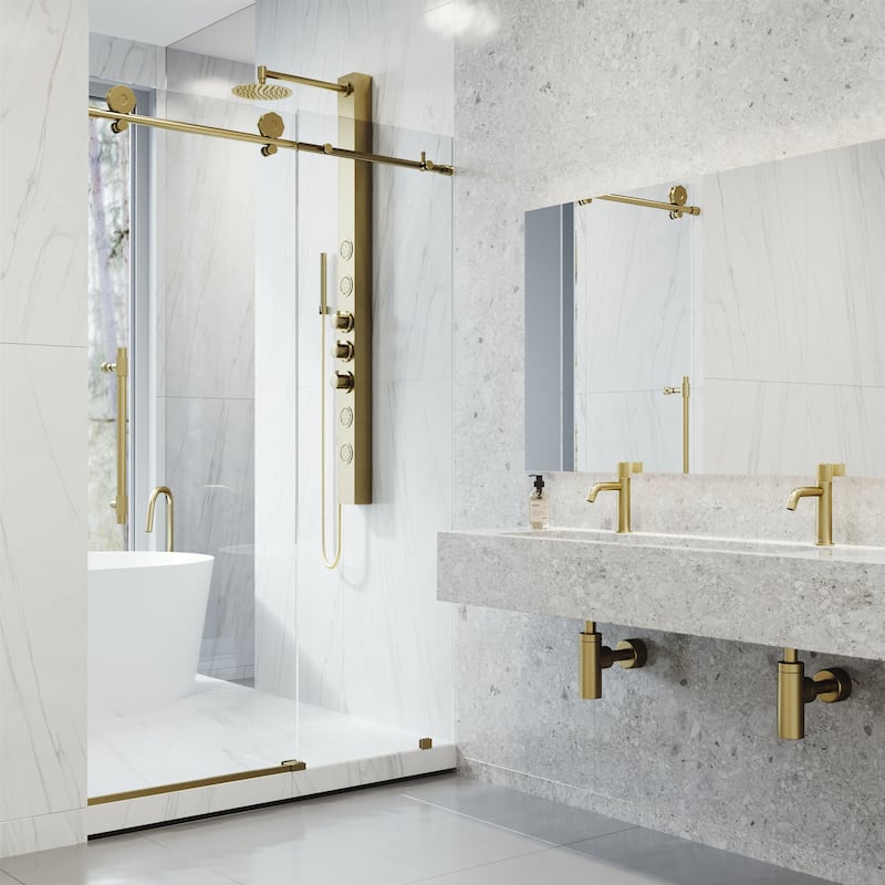 VIGO Elan Hart Frameless Sliding Shower Door