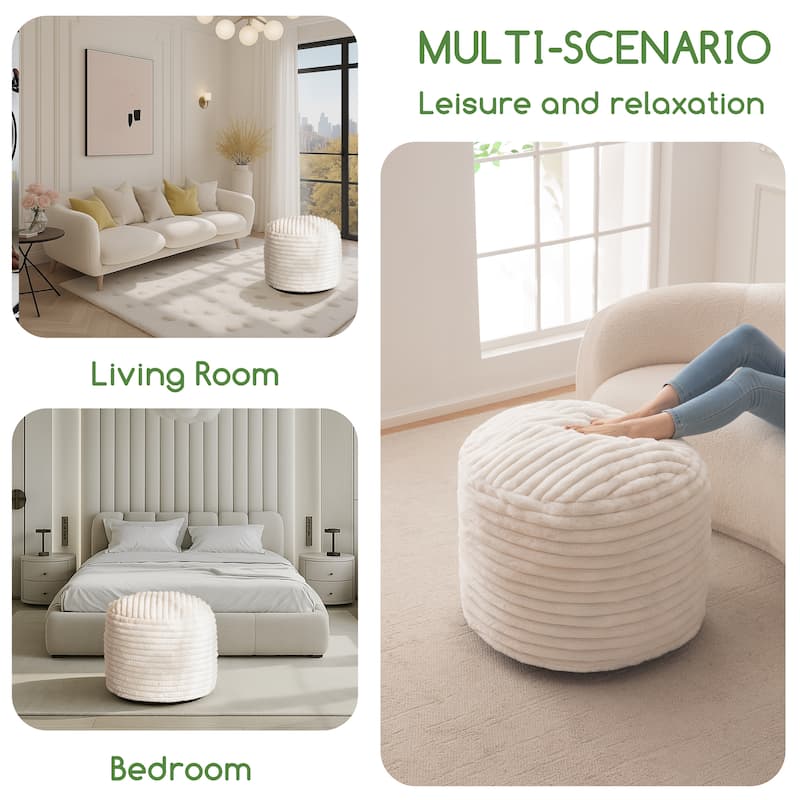 Round Corduroy Pouf Ottoman 20-inch/26inch