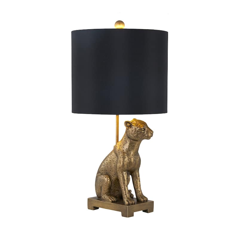 23"H Brown Resin Leopard Table Lamp With Shade - 12" x 12" x 23"