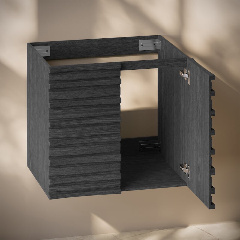 Cascade 24" Wall-Mounted Bathroom Vanity Cabinet Without Top In Black Oak - 24