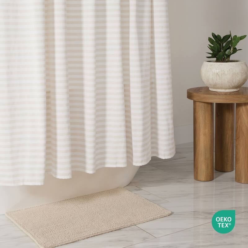 Becky Cameron Cotton Blend Striped Shower Curtain