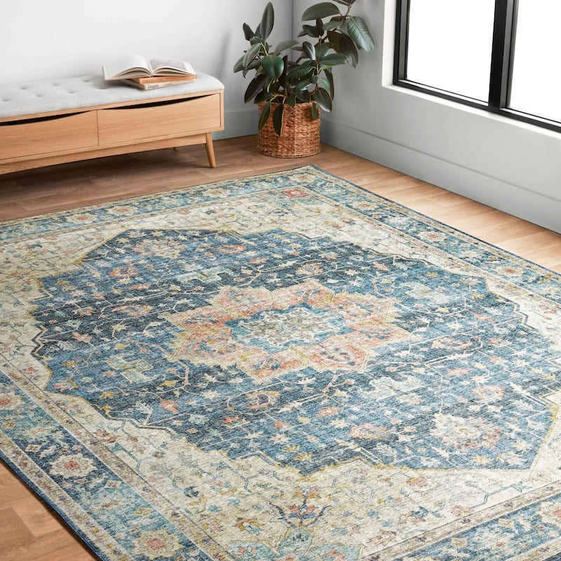 Alexander Home Leanne Printed Shabby Chic Medallion Vintage Area Rug