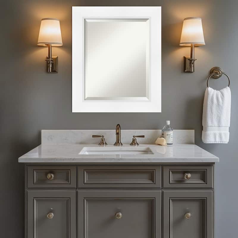 Sloped Beveled Framed Bathroom Vanity Wall Mirror