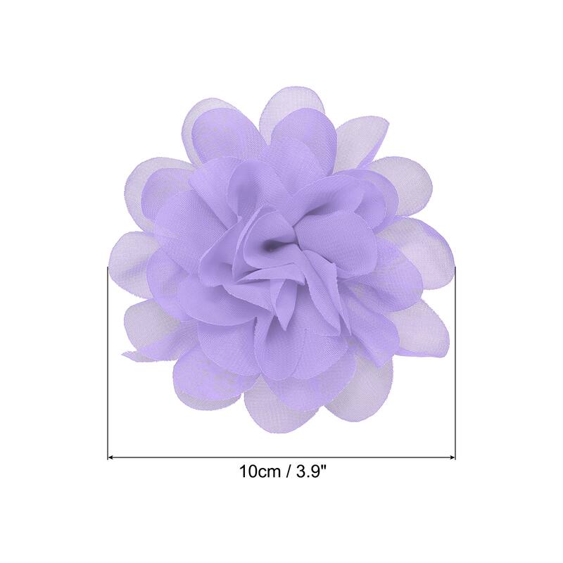 10Pcs Chiffon Flowers Fabric Flower Sewing Fabric Appliques - Lavender - 3.9"