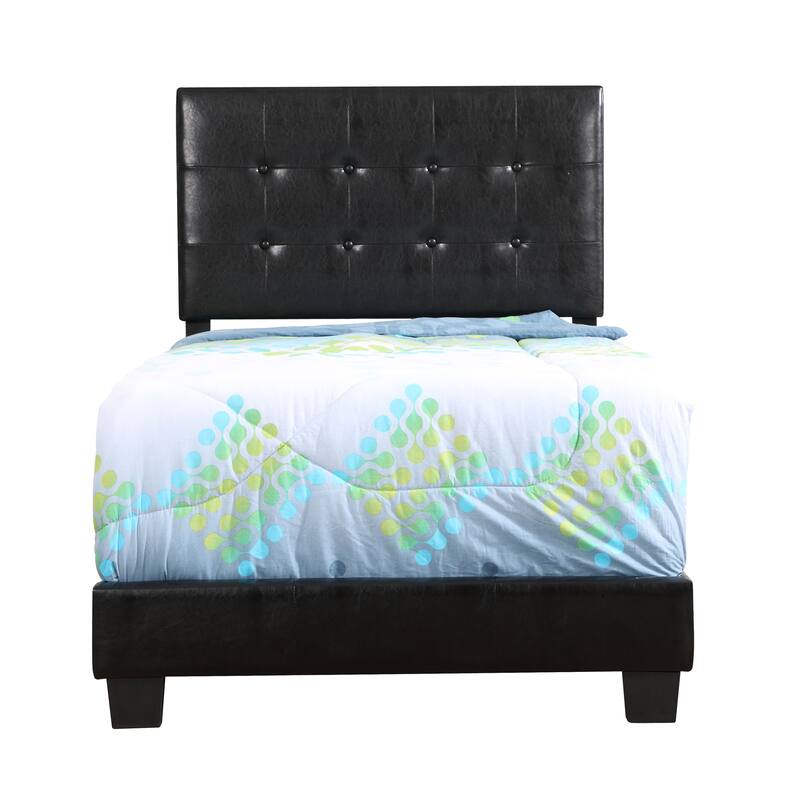 Twin Size PU Platform Bed with Foam Padding