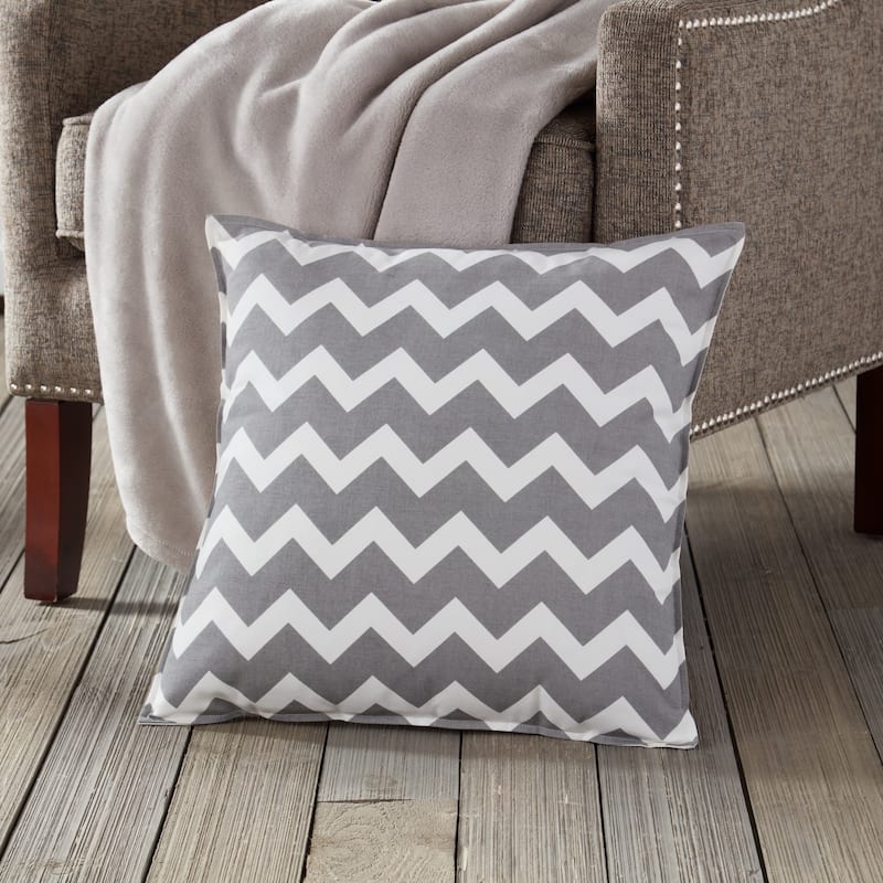Chevron Cotton Canvas 20-inch Pillow - Gray