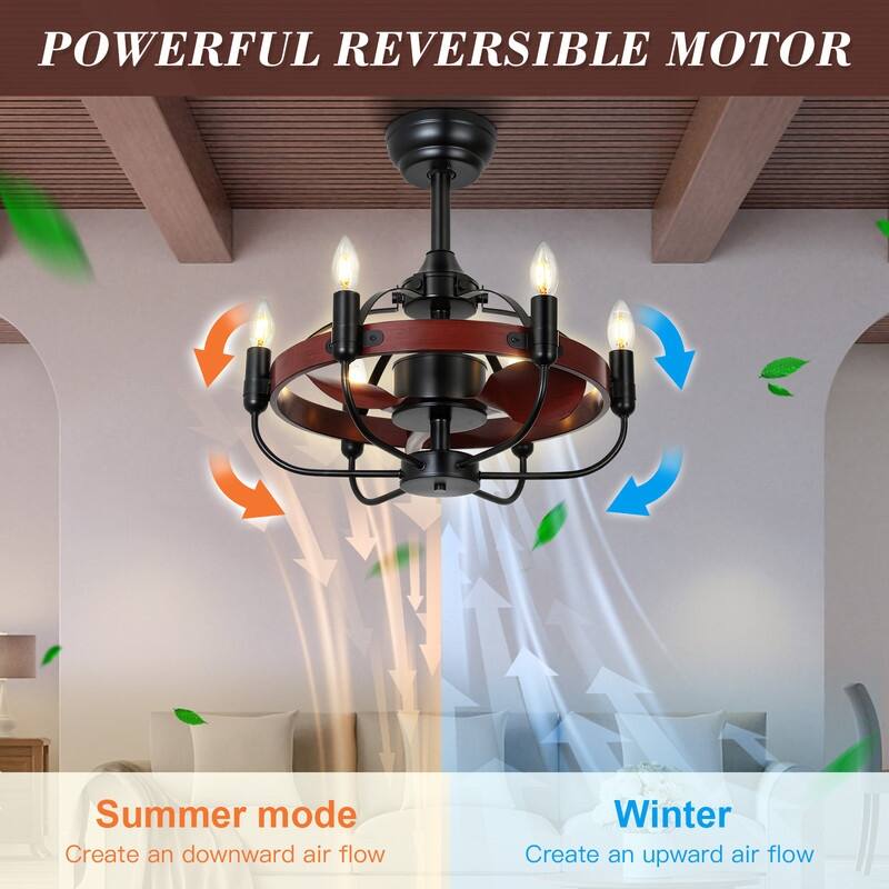 Farmhouse Modern Black LED Dimmable Ceiling Fan with Light and Remote Control 3 ABS Blades DC Motor for Bedroom Living Room