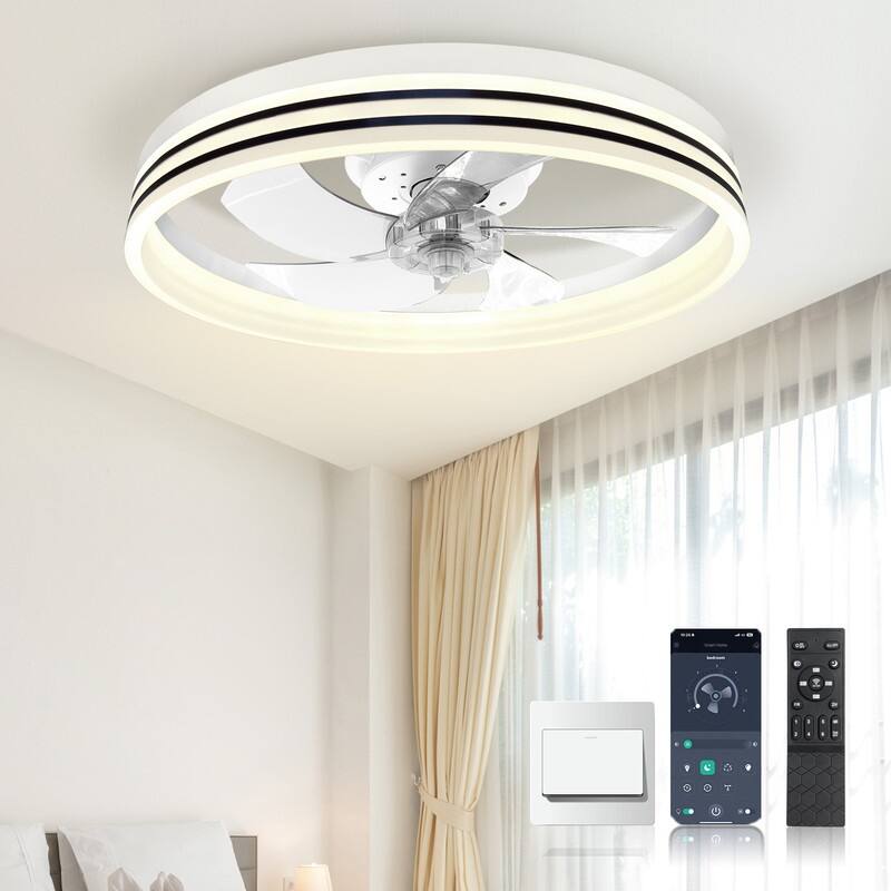20 in. Indoor White LED Indoor Ceiling Fan with Light Remote for Small Room，Kids Room - White
