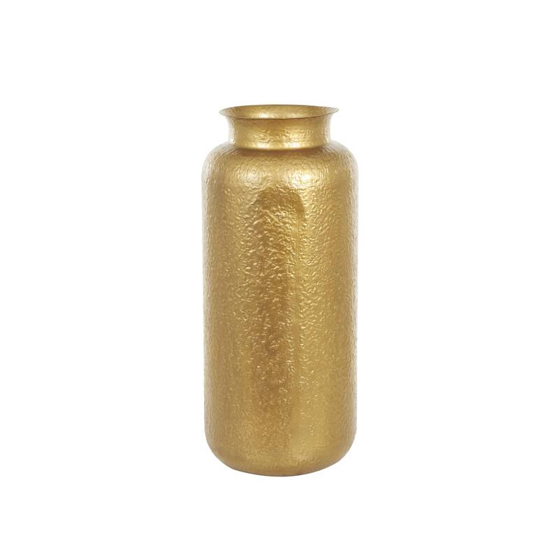 Metal Tall Textured Hammered Floor Decorative Vase - Gold - Roche River Decor