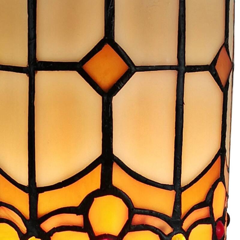 HomeRoots 11" Brown and Beige Mosaic Tile Stained Glass Accent Lamp - 8