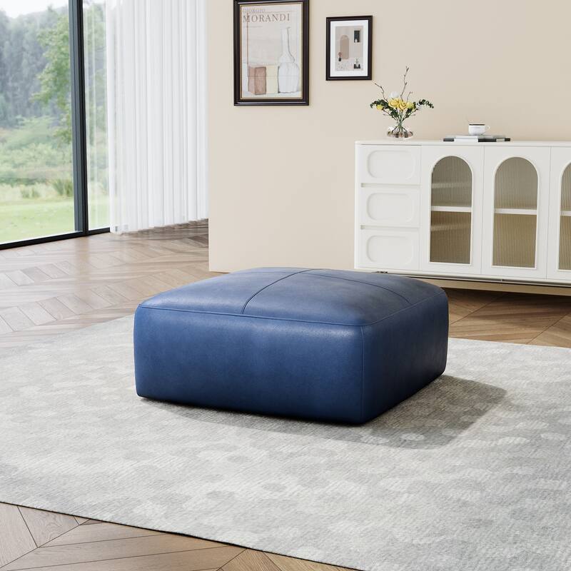 Elliot 22"/ 35"/ 43" W Modern Rectangular Genuine Leather Ottoman