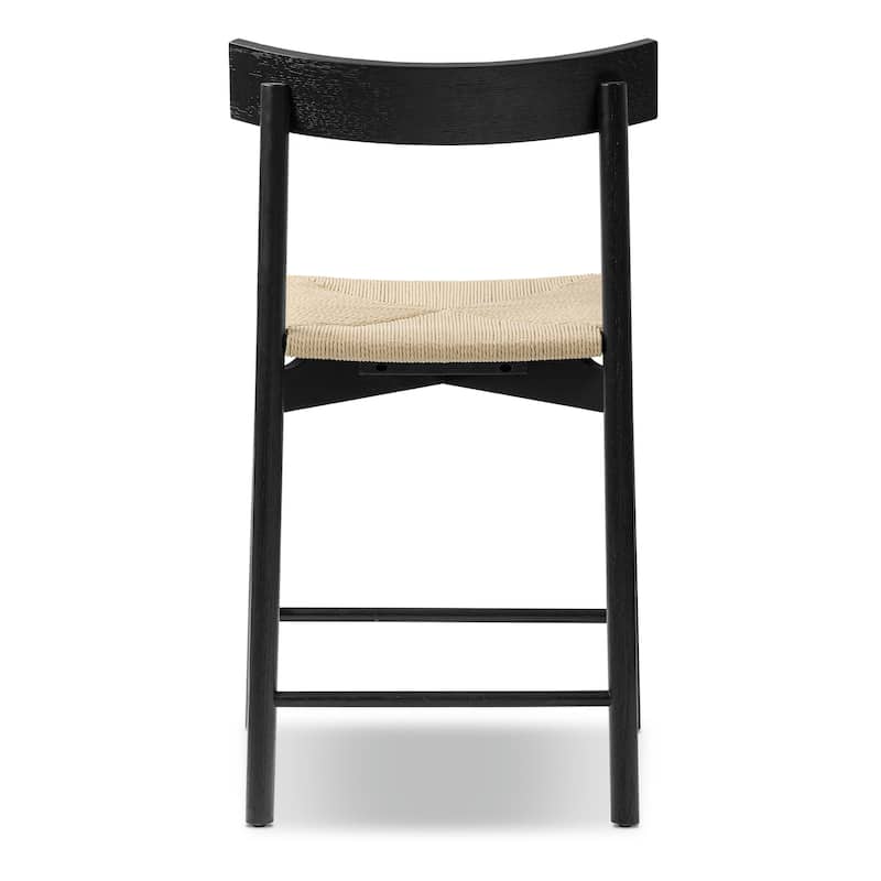 Poly & Bark Hamm Counter Stool - Solid Wood Frame with Woven Rope Seat