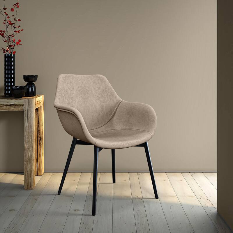 Markley Leather Dining Chair with Iron Legs Set of 4 Modern Accent Armchair