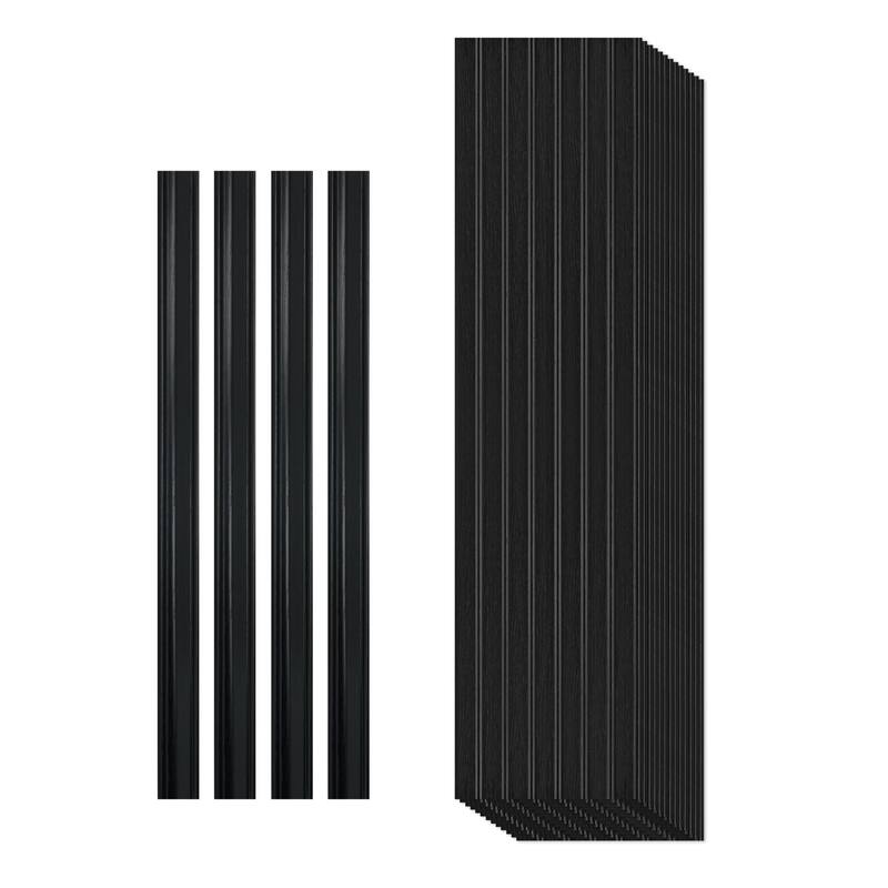 Art3d Decorative PS Wall Panel Kit with Trim, 12 Panels & 4 Edge Strips - N/A - Matte-Balck